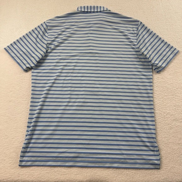 Peter Millar Polo Shirt Men's Large Blue Stripe Summer Comfort Performance - Picture 8 of 8